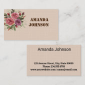 モノグラムパーソナライズされたヴィンテージ水彩花fl 名刺 (正面/裏面)