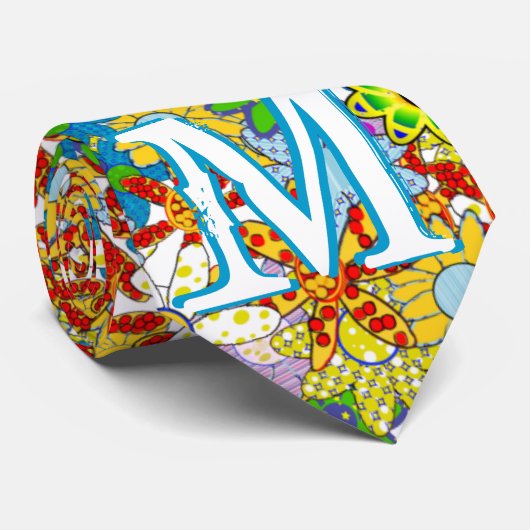 モノグラムパーソナライズされた又は名称花の模様 ネクタイ (ロール)