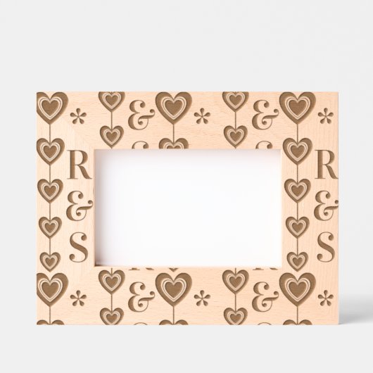 モノグラムパーソナライズされた及びハート列 レーザー彫刻フレーム (正面)