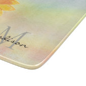 モノグラムパーソナライズされた名ひまわり カッティングボード (角)