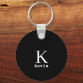 モノグラムパーソナライズされた名エレガント黒 キーホルダー (正面)