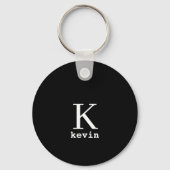 モノグラムパーソナライズされた名エレガント黒 キーホルダー (裏面)