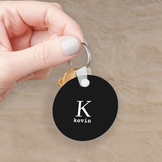 モノグラムパーソナライズされた名エレガント黒 キーホルダー