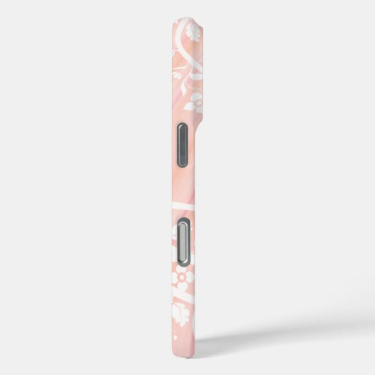 モノグラムパーソナライズされた名ガーリーピンク白フローラ Case-Mate iPhoneケース (裏面 / 右)