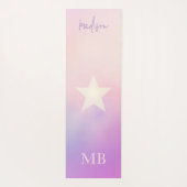 モノグラムパーソナライズされた名ピンクパープルスターグラデーション ヨガマット (裏面)