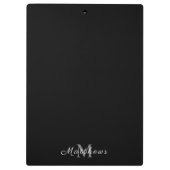 モノグラムパーソナライズされた名ブラック クリップボード (裏面)