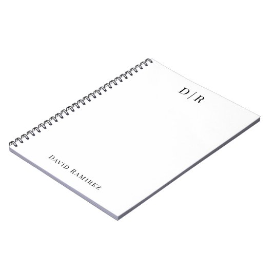 モノグラムパーソナライズされた名プロフェッショナルミニマル ノートブック (左側)