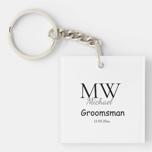 モノグラムパーソナライズされた名groomsman minima キーホルダー (正面)
