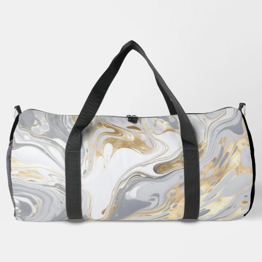 モノグラムパーソナライズされた大理石モダン石 ダッフルバッグ (裏面)