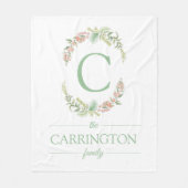 モノグラムパーソナライズされた姓 フリースブランケット (正面)