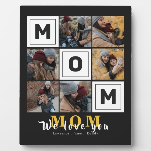 モノグラムパーソナライズされた愛あなたママ家族の写真 フォトプラーク (正面)