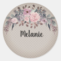 モノグラムパーソナライズされた文字水彩花フローラ