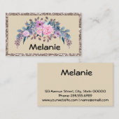 モノグラムパーソナライズされた文字水彩花フローラ 名刺 (正面/裏面)