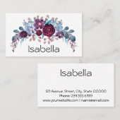 モノグラムパーソナライズされた文字水彩花フローラ 名刺 (正面/裏面)