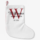 モノグラムパーソナライズされた新婚レッド スモールクリスマスストッキング (正面)