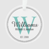 モノグラムパーソナライズされた新着ティール(緑がかった色)グリーンアクリル オーナメント (正面)