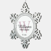 モノグラムパーソナライズされた新着赤面ピンク スノーフレークピューターオーナメント (右)