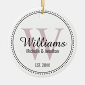 モノグラムパーソナライズされた新着赤面ピンク セラミックオーナメント (正面)