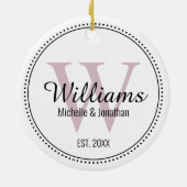 モノグラムパーソナライズされた新着赤面ピンク セラミックオーナメント (裏面)