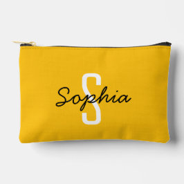 モノグラムパーソナライズされた書名イエロー アクセサリーポーチ