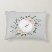 モノグラムパーソナライズされた枕フローラリース アクセントクッション (裏面)