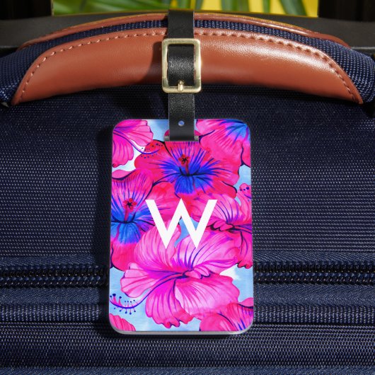 モノグラムパーソナライズされた水彩模様 ラゲッジタグ (正面インサイチュ2)