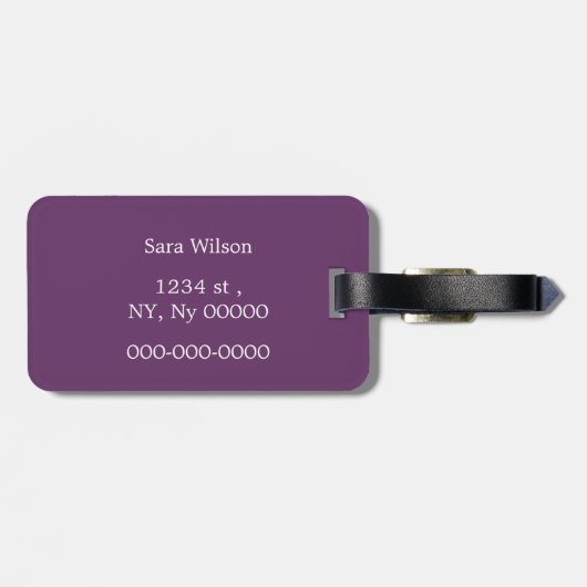 モノグラムパーソナライズされた水玉模様紫と白 ラゲッジタグ (裏面横)