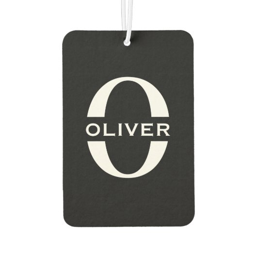 モノグラムパーソナライズされた白黒の名前 カーエアーフレッシュナー (裏面)