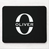 モノグラムパーソナライズされた白黒の名前 マウスパッド (正面)