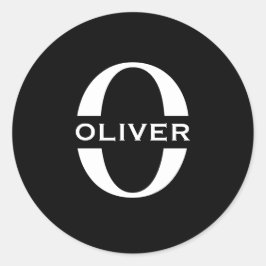 モノグラムパーソナライズされた白黒の名前 ラウンドシール