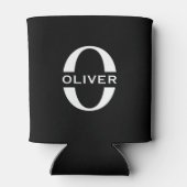モノグラムパーソナライズされた白黒の名前 缶クーラー (裏面)