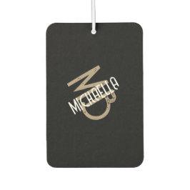 モノグラムパーソナライズされた白黒ベージュタン名 カーエアーフレッシュナー