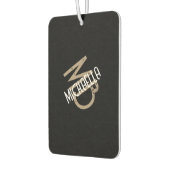 モノグラムパーソナライズされた白黒ベージュタン名 カーエアーフレッシュナー (左)