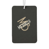 モノグラムパーソナライズされた白黒ベージュタン名 カーエアーフレッシュナー (裏面)