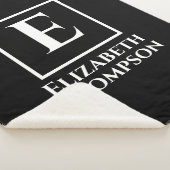 モノグラムパーソナライズされた白黒ミニマリスト シェルパブランケット (3/4)