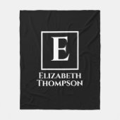 モノグラムパーソナライズされた白黒ミニマリスト フリースブランケット (正面)