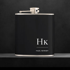 モノグラムパーソナライズされた白黒 フラスク