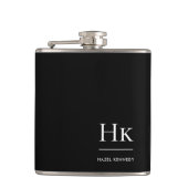 モノグラムパーソナライズされた白黒 フラスク (正面)