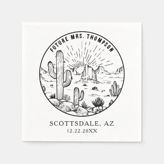 モノグラムパーソナライズされた砂漠ブライダルシャワー結婚ズ スタンダードカクテルナプキン (正面)