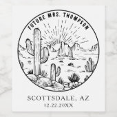 モノグラムパーソナライズされた砂漠ブライダルシャワー結婚ズ ワインラベル (シングルラベル)