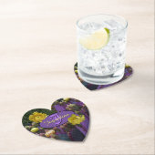 モノグラムパーソナライズされた紫サボテン黄色の花 ペーパーコースター (インサイチュ)