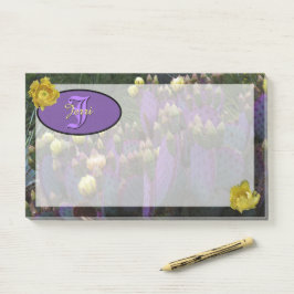 モノグラムパーソナライズされた紫サボテン黄色の花 ポストイット