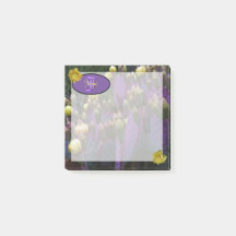 モノグラムパーソナライズされた紫サボテン黄色の花