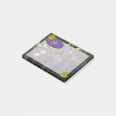 モノグラムパーソナライズされた紫サボテン黄色の花 ポストイット (アングル)