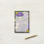 モノグラムパーソナライズされた紫サボテン黄色の花 ポストイット (デスク上)