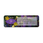 モノグラムパーソナライズされた紫サボテン黄色の花 ラベル (正面)