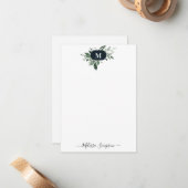 モノグラムパーソナライズされた緑 ノートカード (正面/裏面インサイチュ)