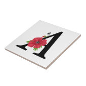 モノグラムパーソナライズされた編集可能A文字赤花f タイル (側面)