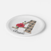 モノグラムパーソナライズされた編集可能A文字赤花f ペーパープレート (アングル)