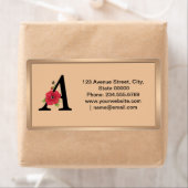 モノグラムパーソナライズされた編集可能A文字赤花f ラベル (インサイチュ)